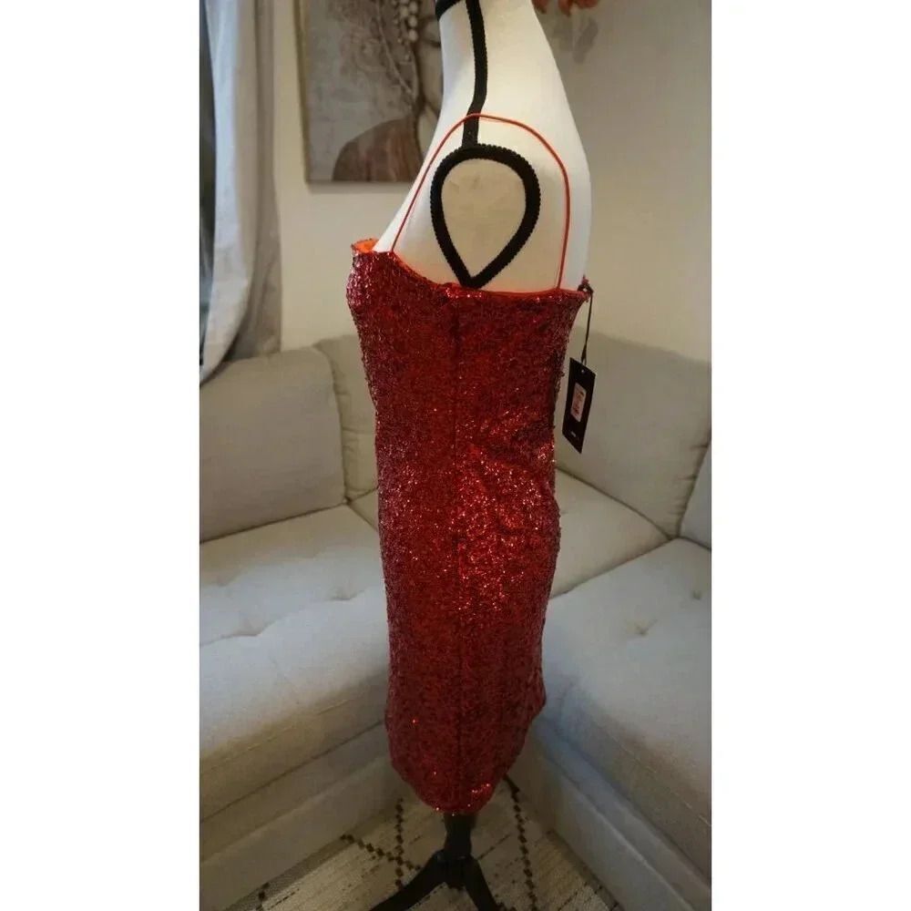 NWT Fashion Nova RED "My Valentine" Christmas/ NYE/ Holiday Sequin Mini Dress, S - Picture 3 of 12